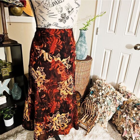 Vintage R.Q.T Rustic Floral Print Midi Skirt - Picture 8 of 15